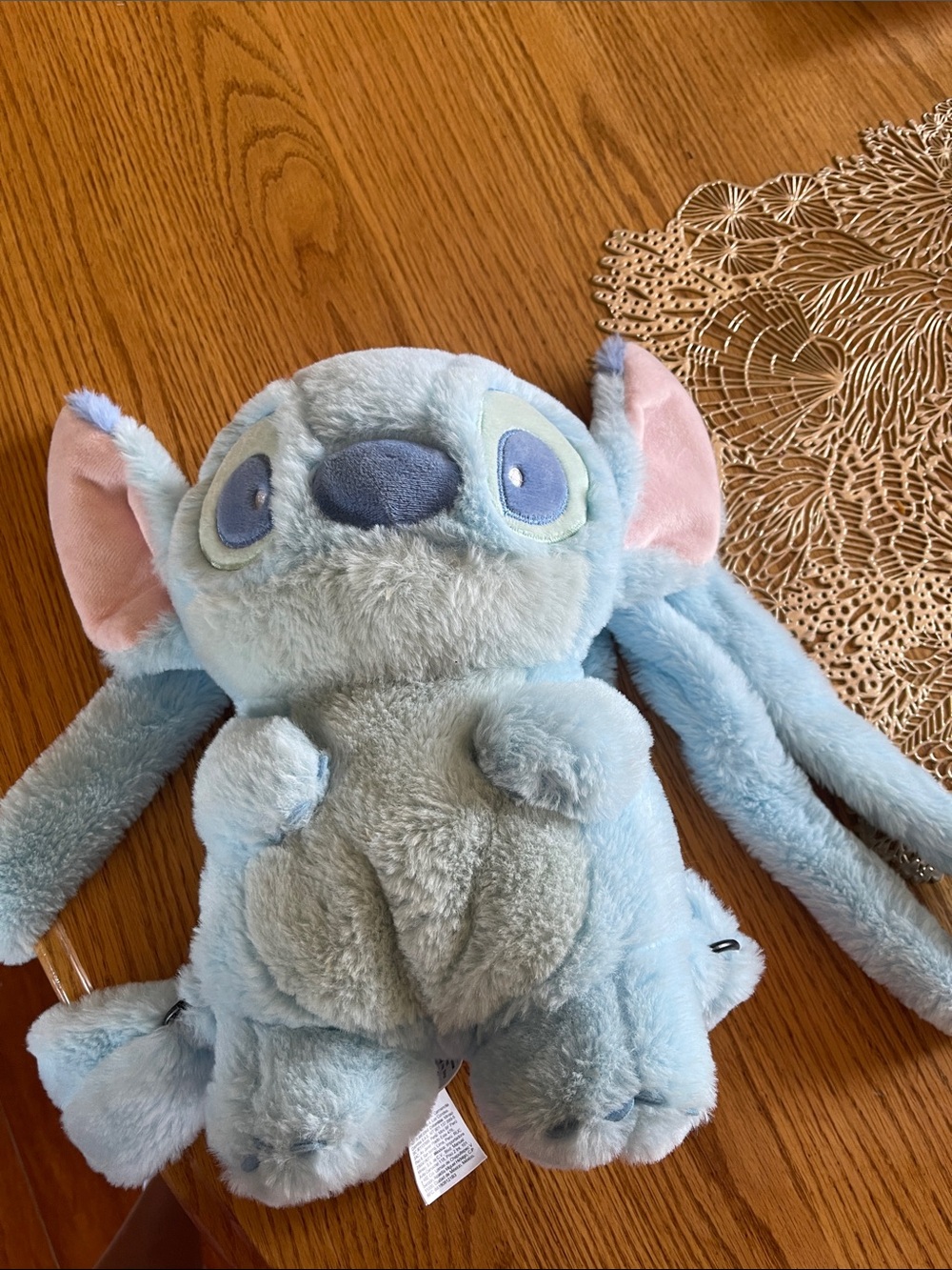 Blue stitch plush back pack